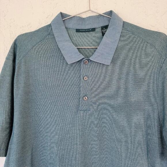Perry Ellis Polo Shirt Teal Green Short Sleeve Collared Men Size XL Classic Fit - Picture 3 of 10